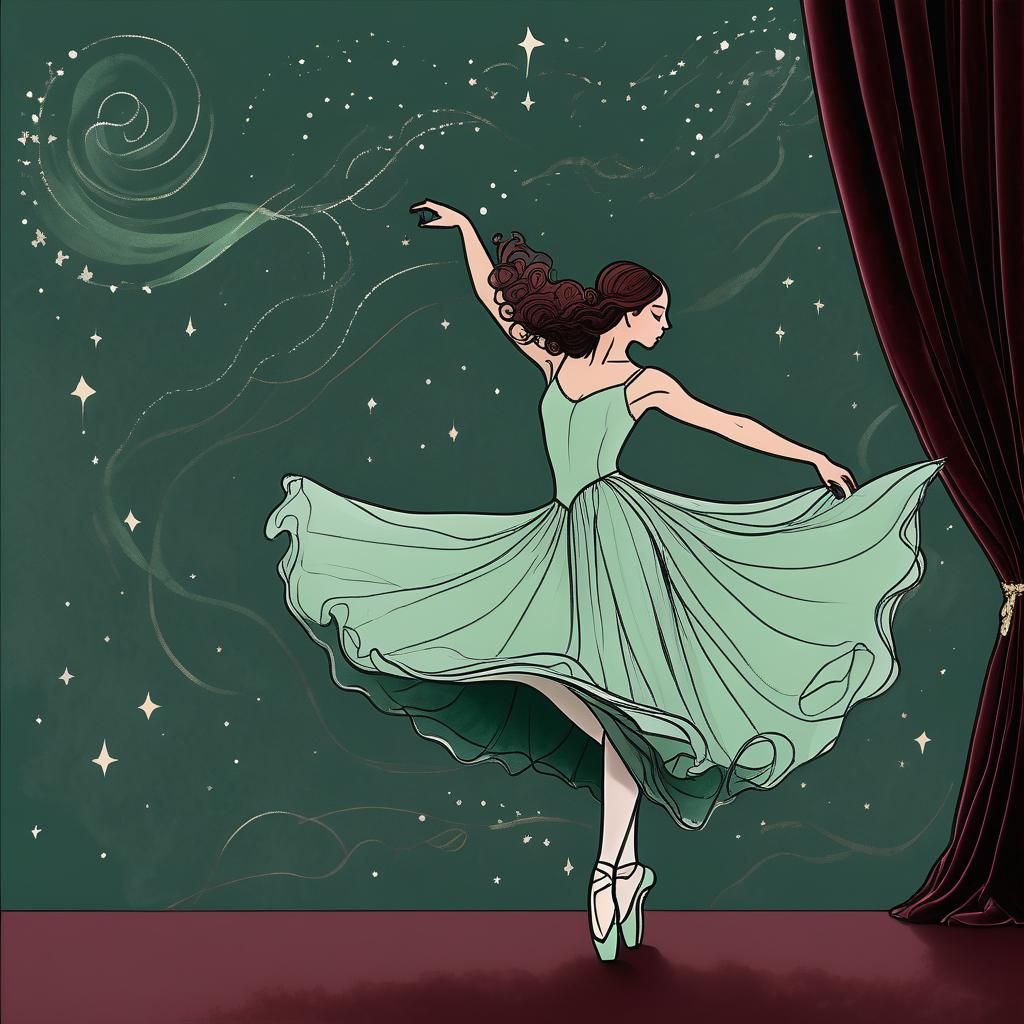 Ballerina Pirouette: Minimalist Hand-Drawn Sketch