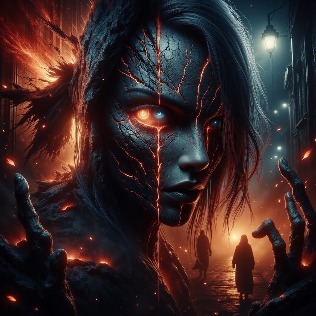 Halloween Night Split Image: Joy and Fear