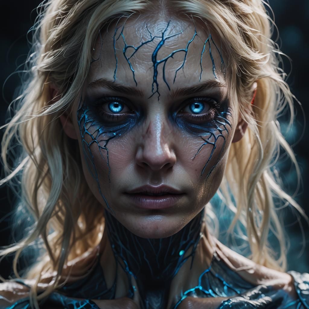 Eerie Portrait: Translucent Woman in Hyperrealistic Horror A...