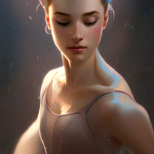 Ballerina Split Jump Portrait in Hyperdetailed Style