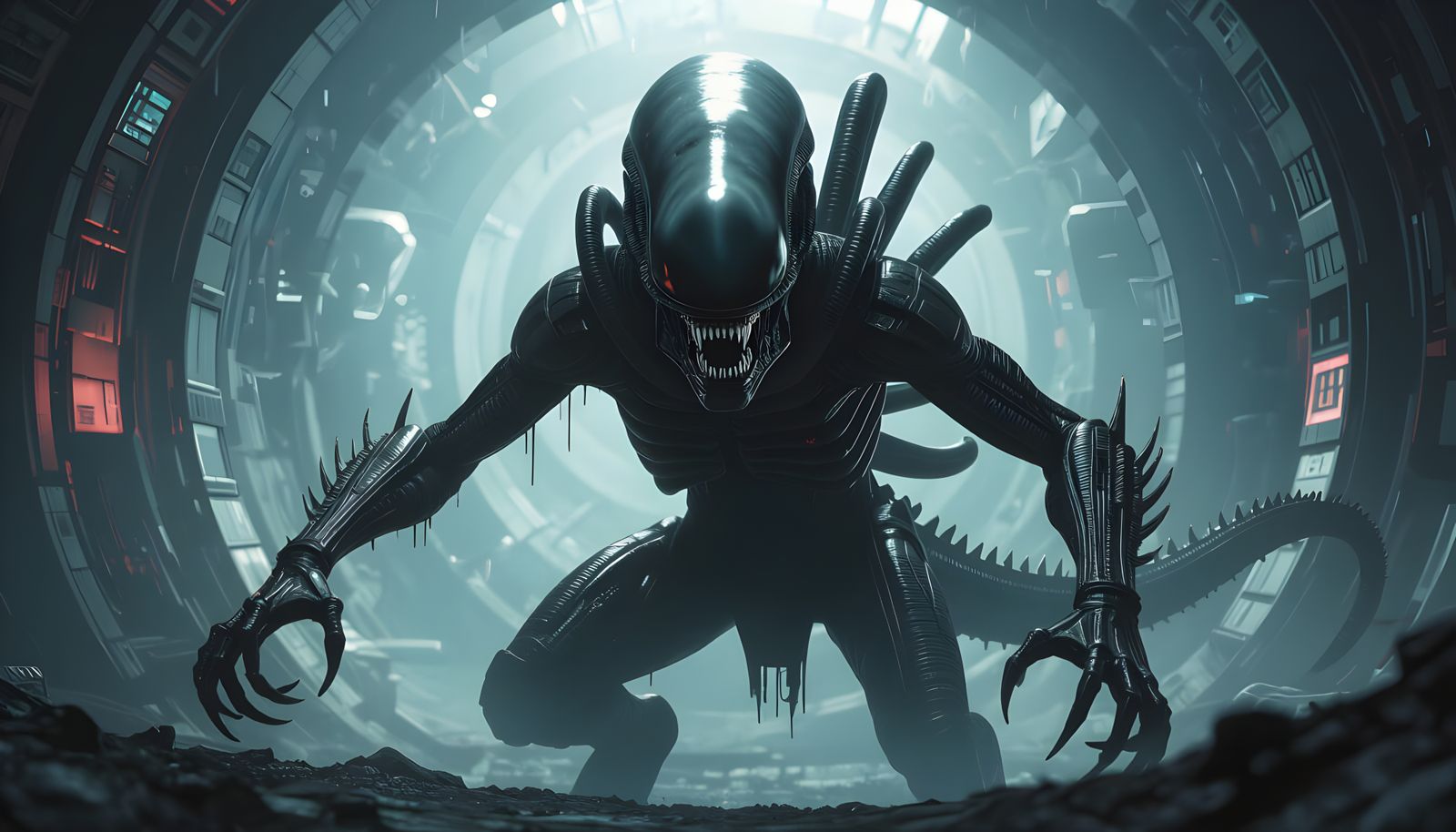 Terrifying Xenomorph Emerges From Darkness in 3D Style