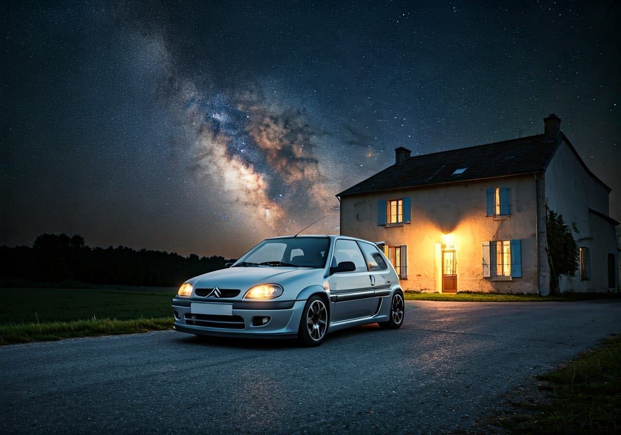 Sleek Citroen Saxo GT Under Starry French Night Sky