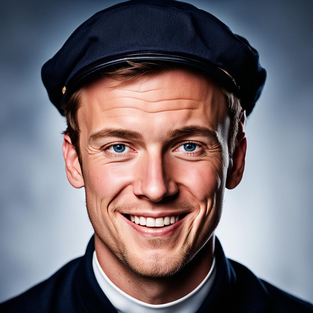 Smiling British Sailor Portrait in High-Contrast Color