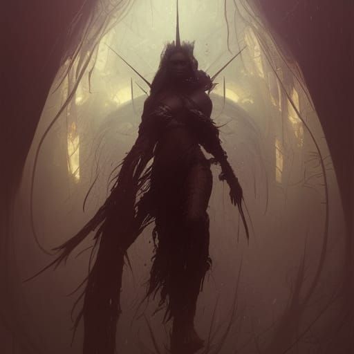 Hyperdetailed Maw Worm in Dark Fantasy Style