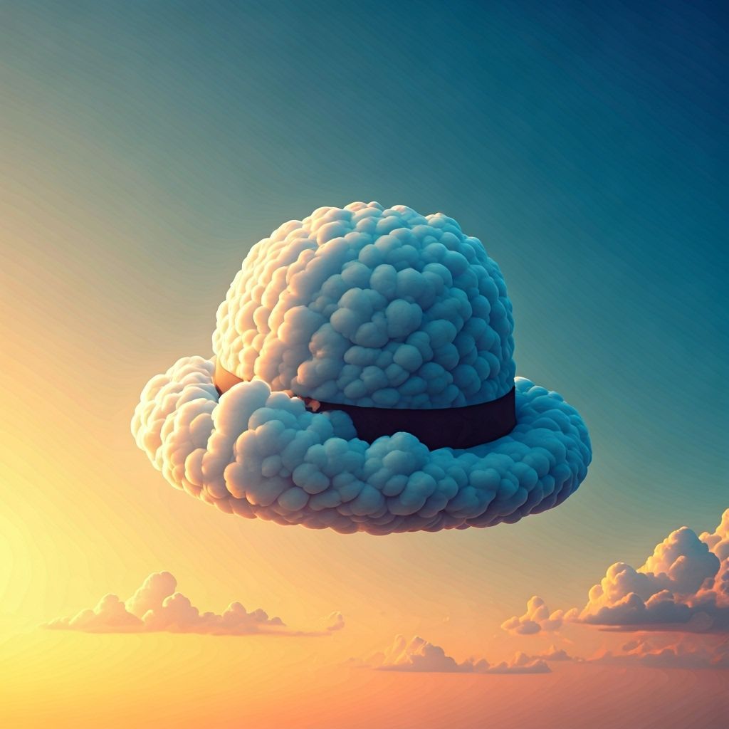 Ethereal Cloud Hat Floating in Twilight Sky
