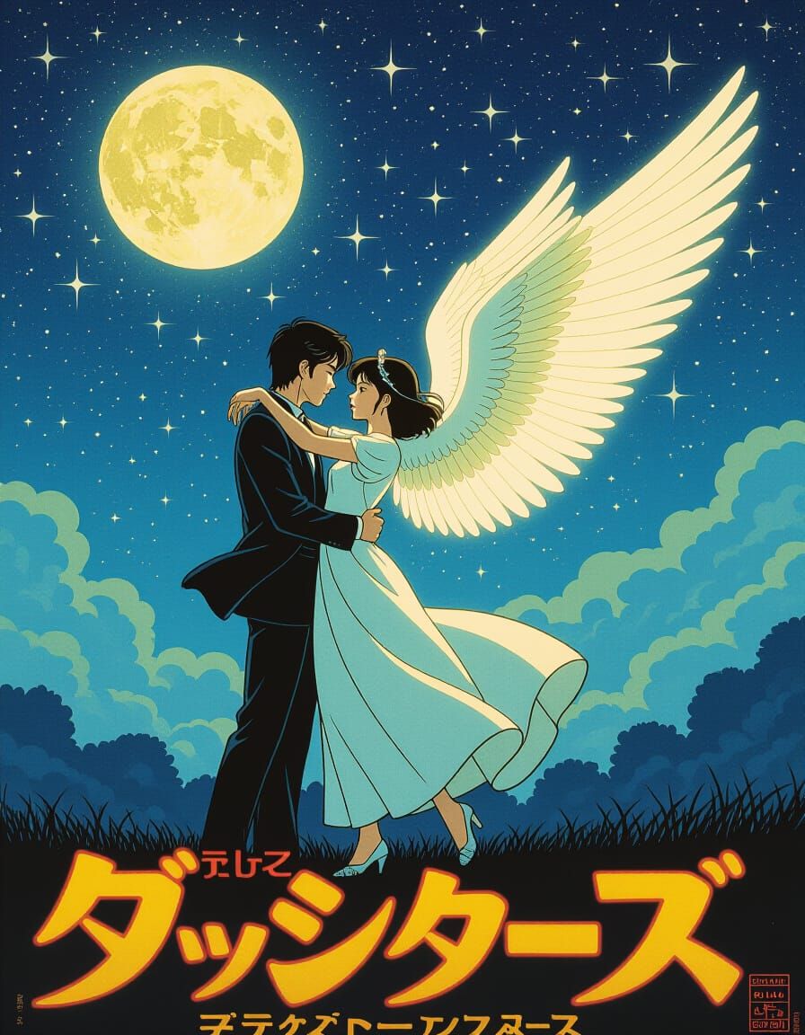 Retro Manga Poster of Lovers Dancing