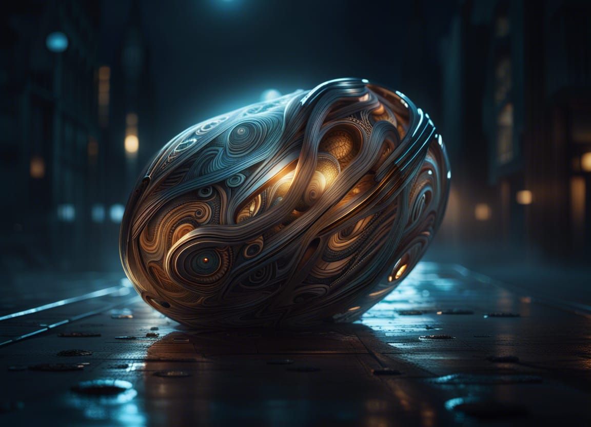 Detailed Metallic Object in Liminal Space