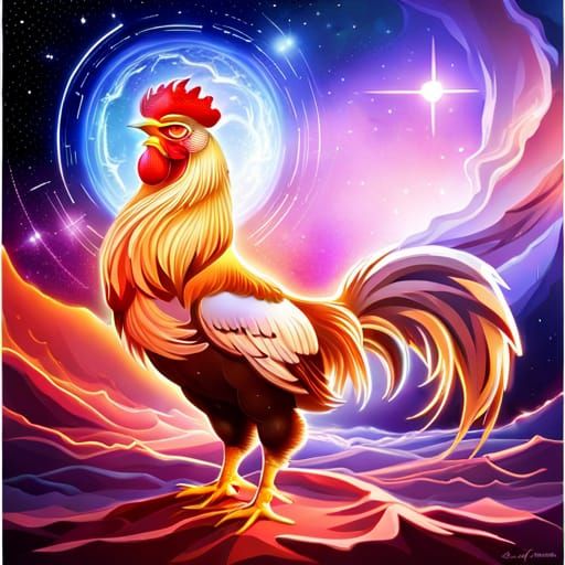 Galactic Rooster Constellation: Digital Illustration