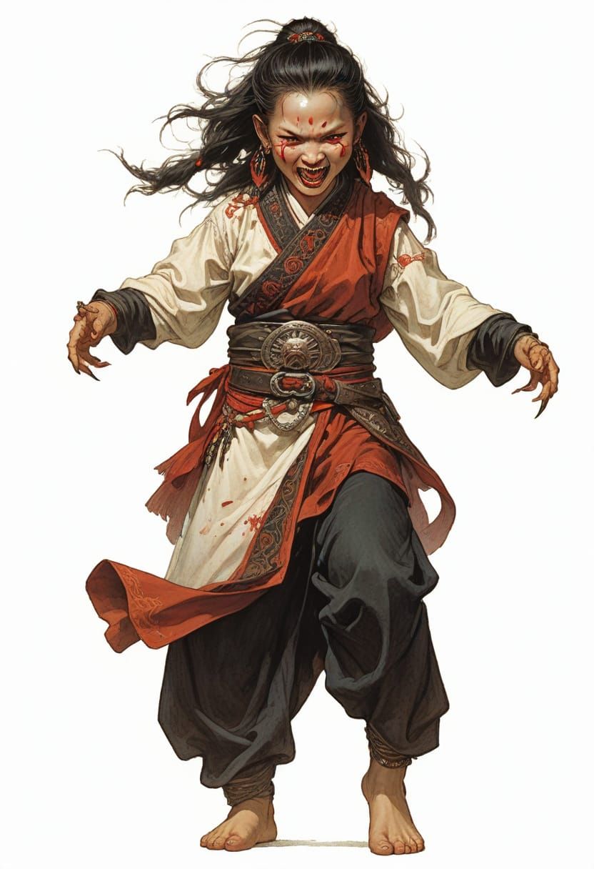 Mongolian Child Vampire Illustration in Vallejo Style