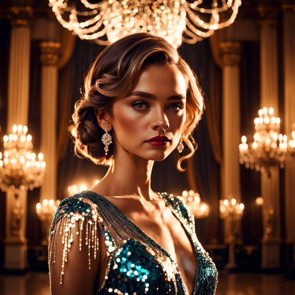 Glamorous Sequin Dressed Lady in Elegant Style