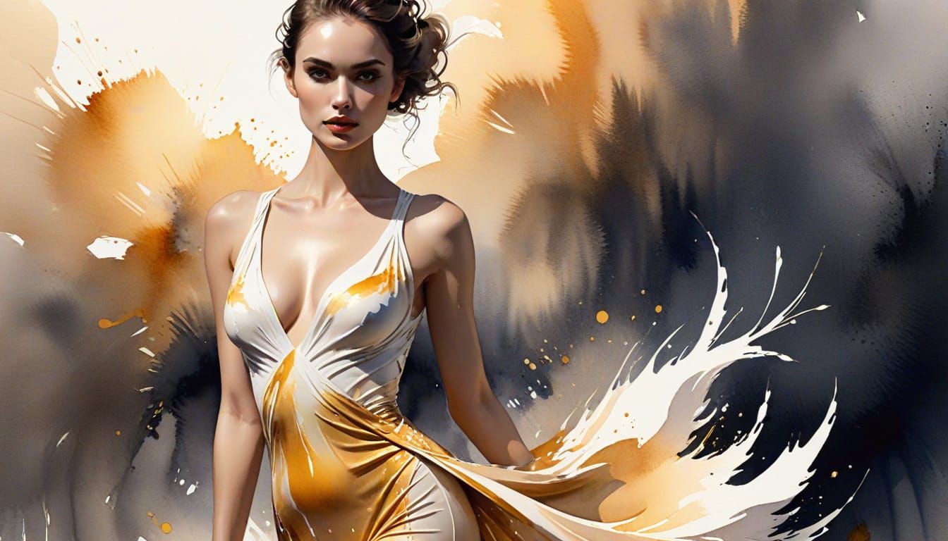 Svelte Swan Goddess Struts Down Catwalk in Golden Hour