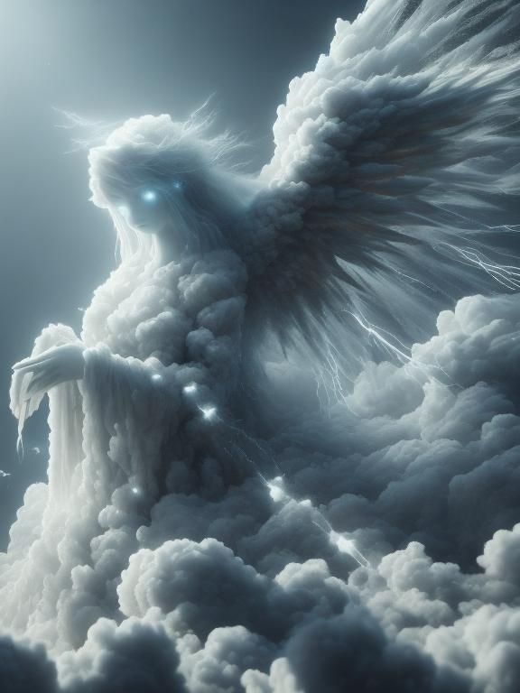Ethereal Cloud Angel in a Dreamlike Sky