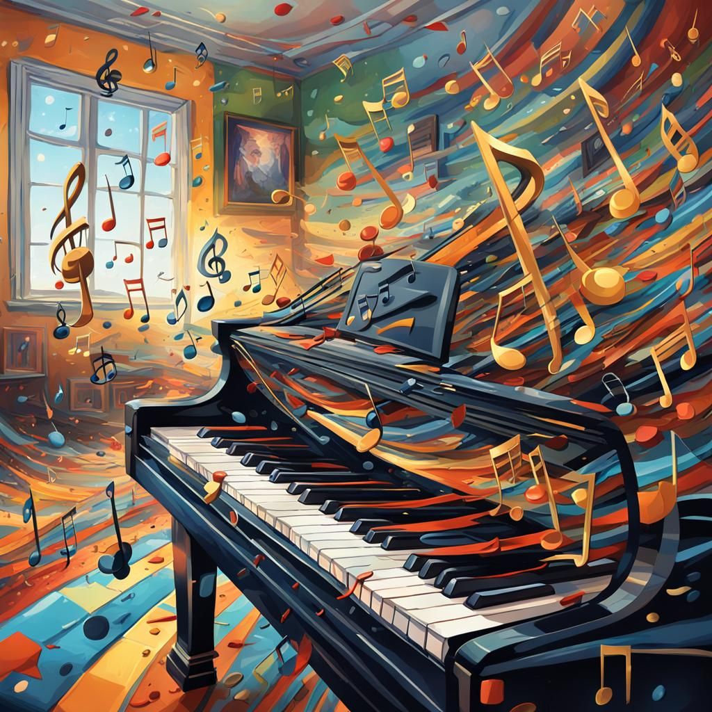 Musical Room in Hyperrealistic Splash Art Style