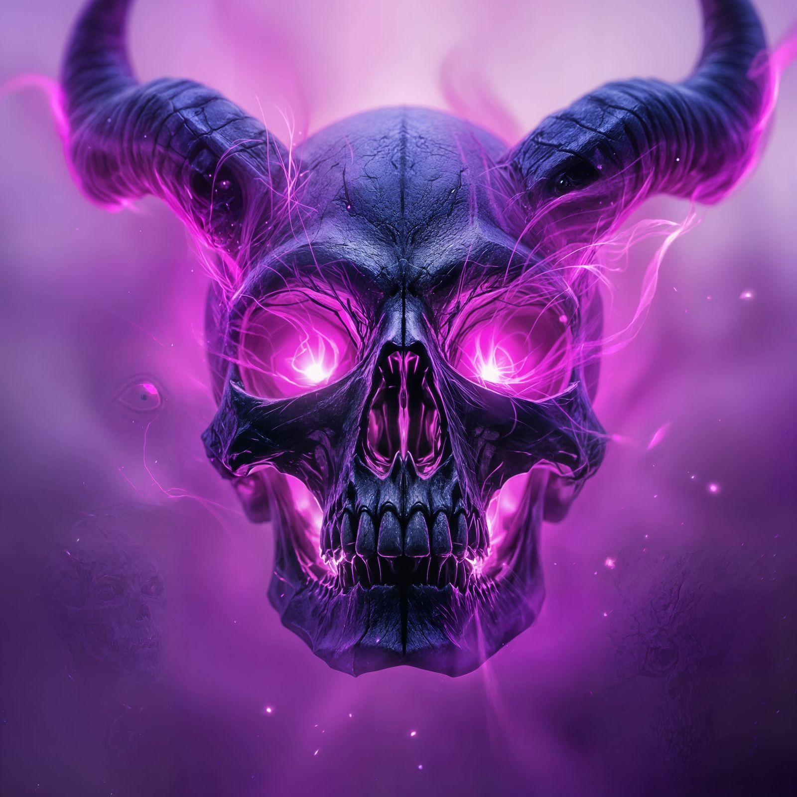 Mystical Skull in Vibrant Magenta Light