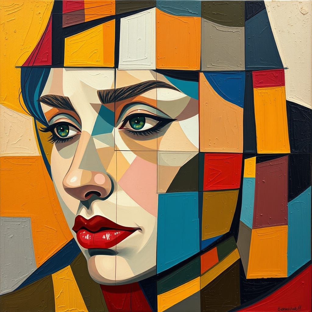 Cubism Portrait of a Siberian Woman