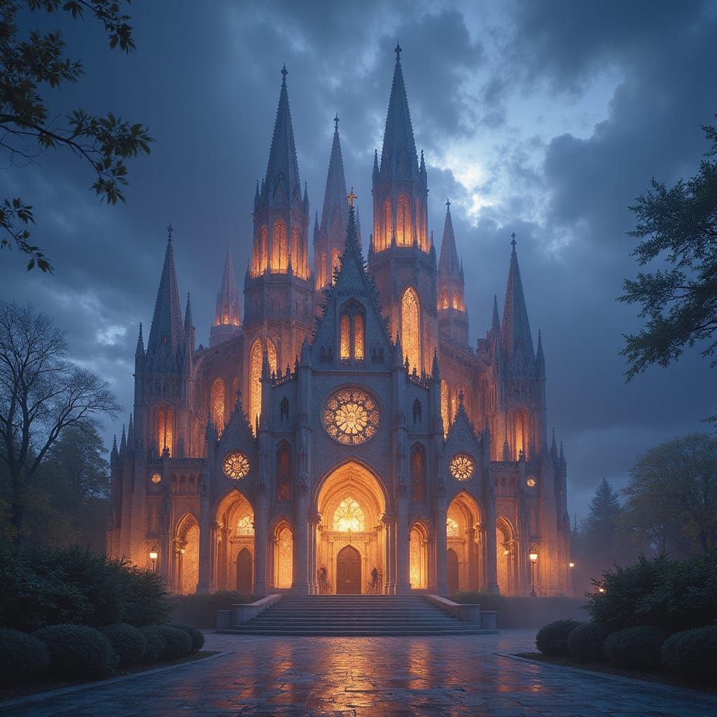 Ethereal Cathedral in Opal Flames, Radiating Holiness