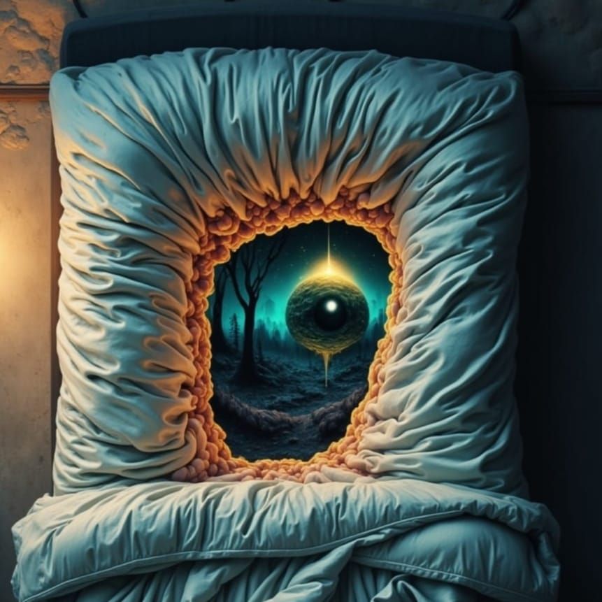 Surreal Pillow in Cosmic Sink Hole with Malevolent Eye