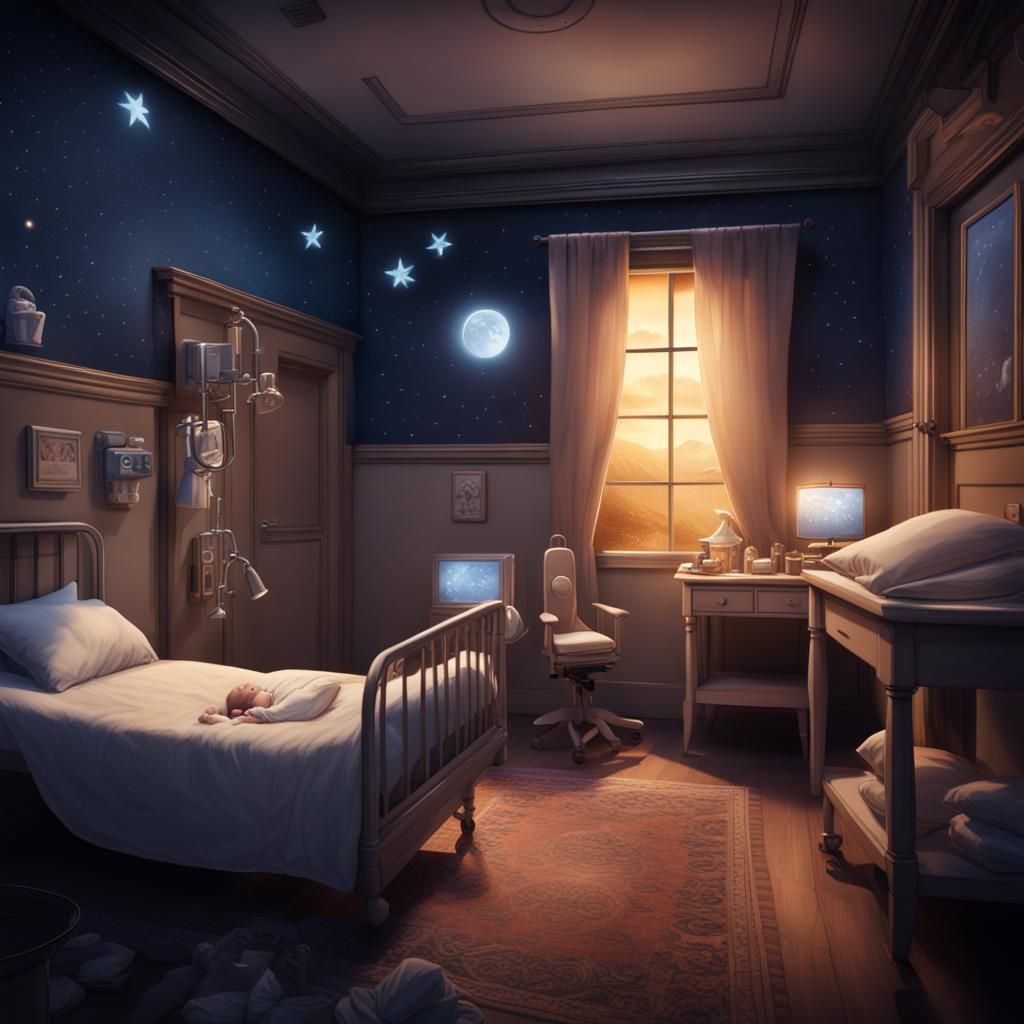Fantastical Preemie Babies Under Starry Night
