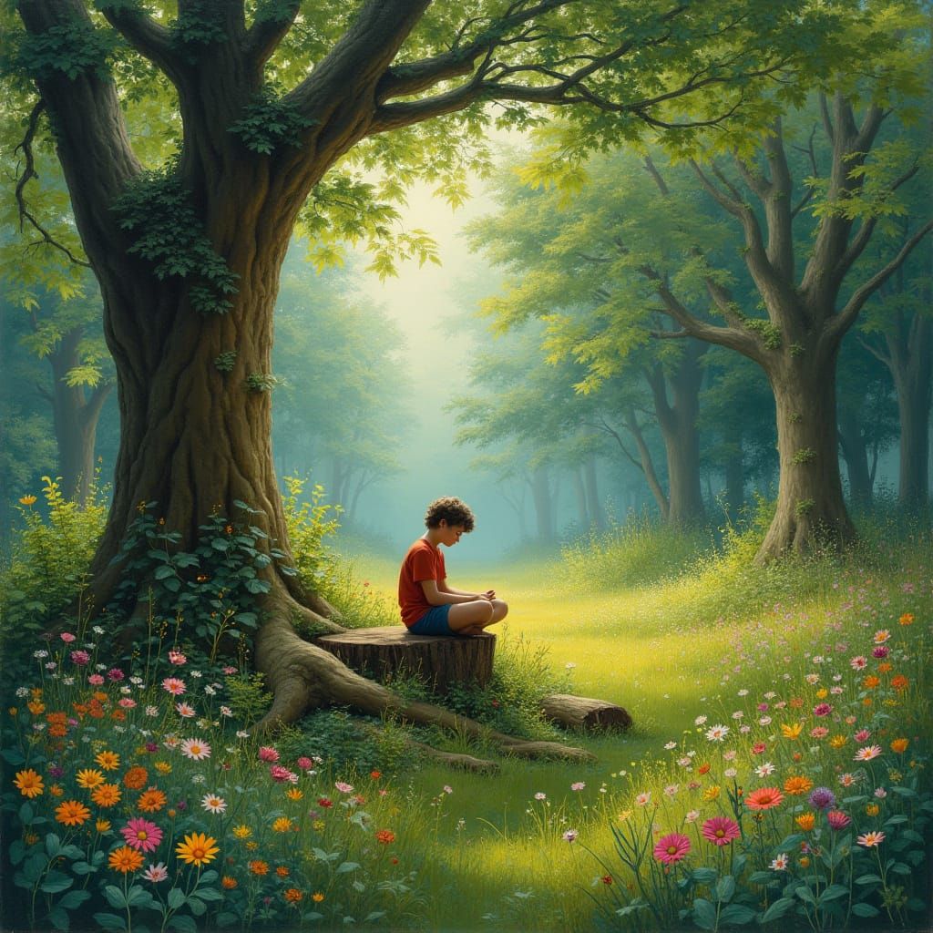 Serene Forest Glade in Dreamy Realism