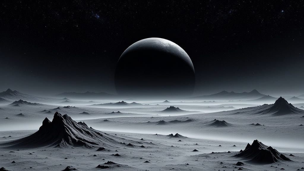 Barren Moonscape in Futuristic Sci-Fi Style