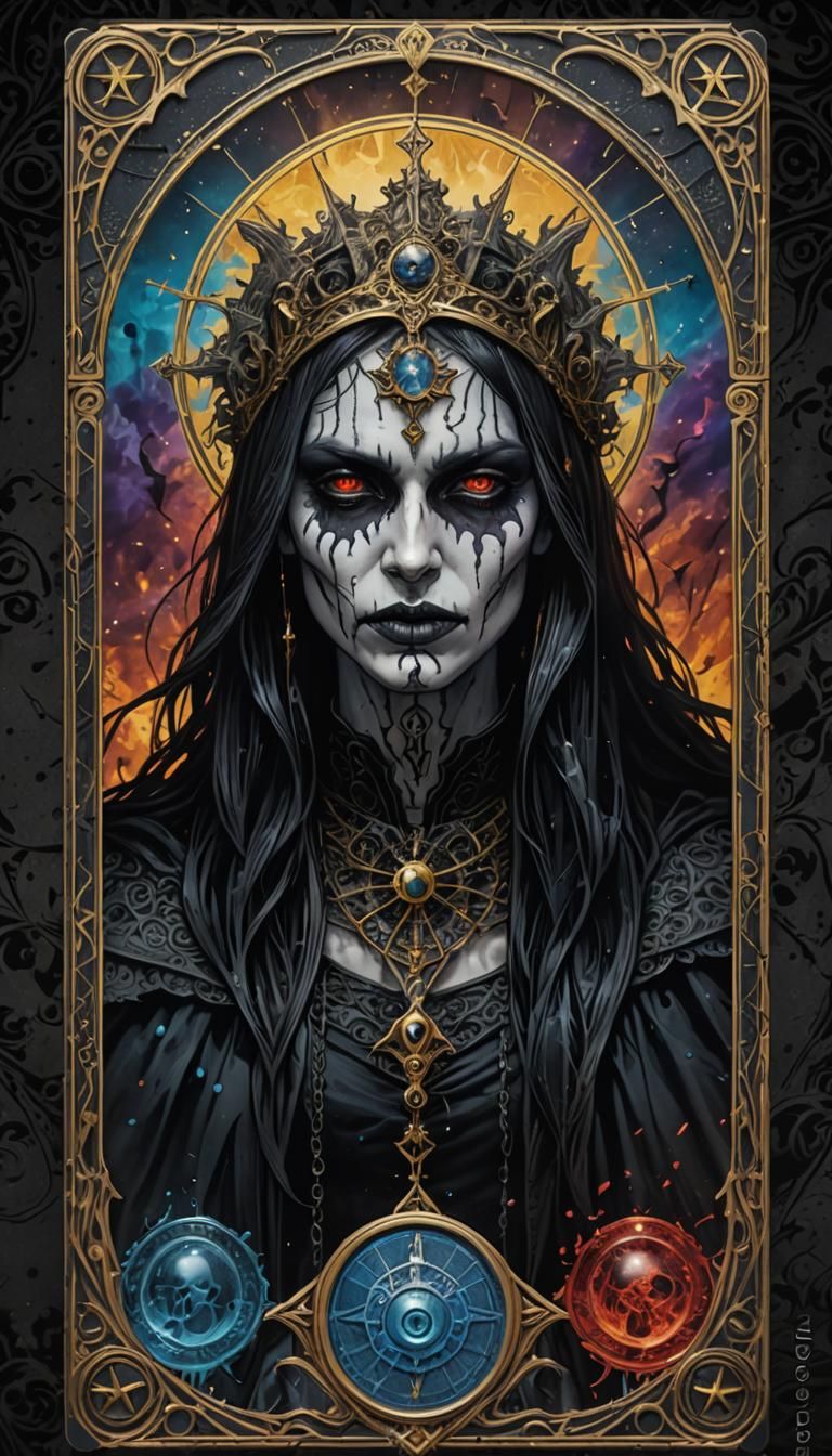 Gothic Judgement Tarot Card in Hyperrealistic Style