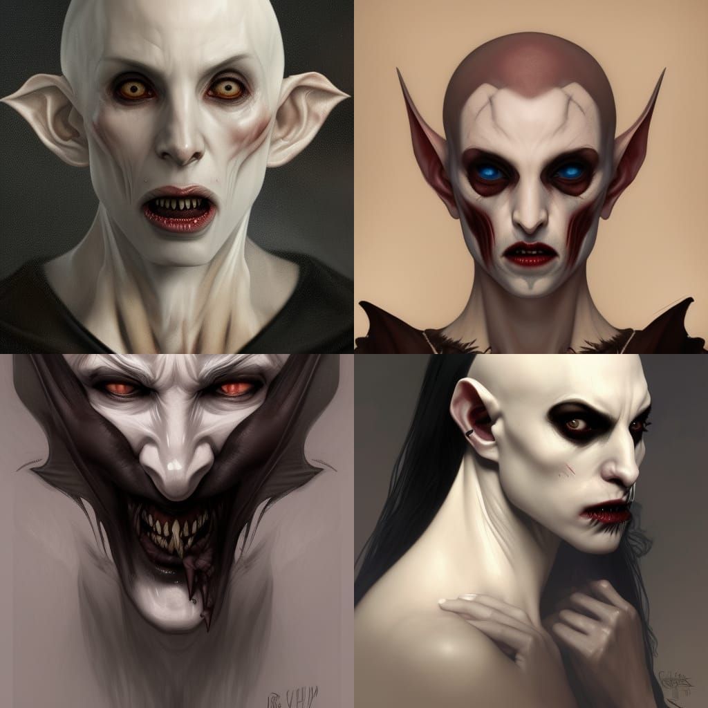 Nosferatu Vampire Portrait in Hyperdetailed Style