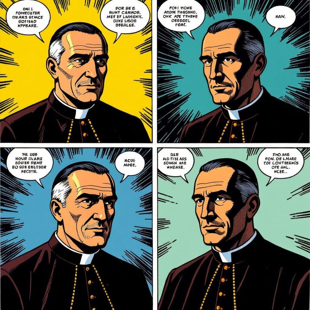 Comic Book Art of Father Domingo Comin in 4 Panels