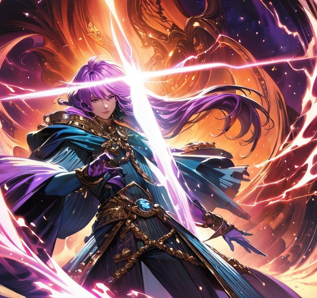 Boy Wizard Casting Spell in Retro Fantasy Art