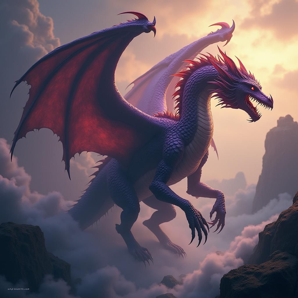 Majestic Dragon in Dark Fantasy Landscape
