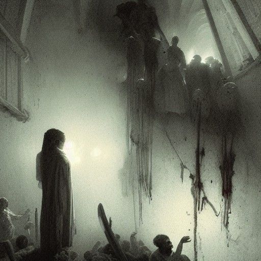 Eerie Asylum Hospital in Gothic Horror Style