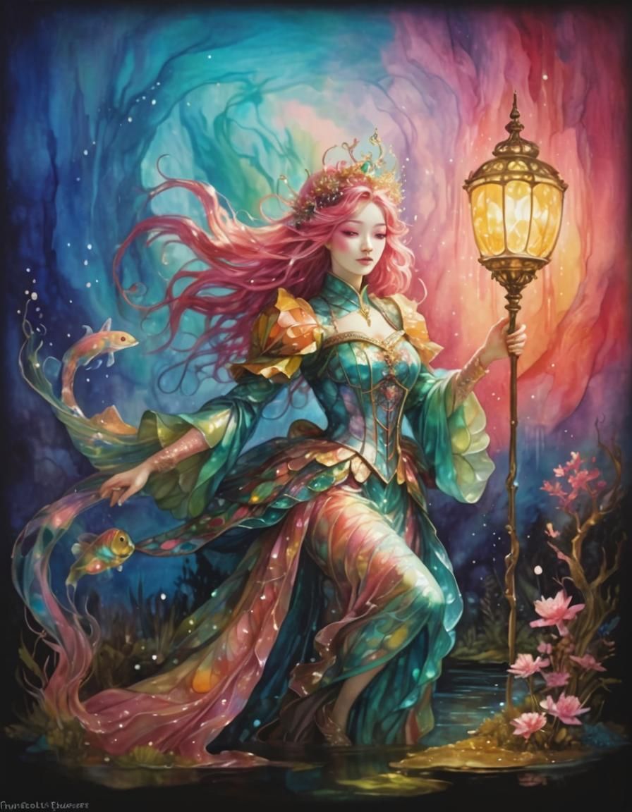 Mystical Forest Creature in Fauvist Watercolor Style