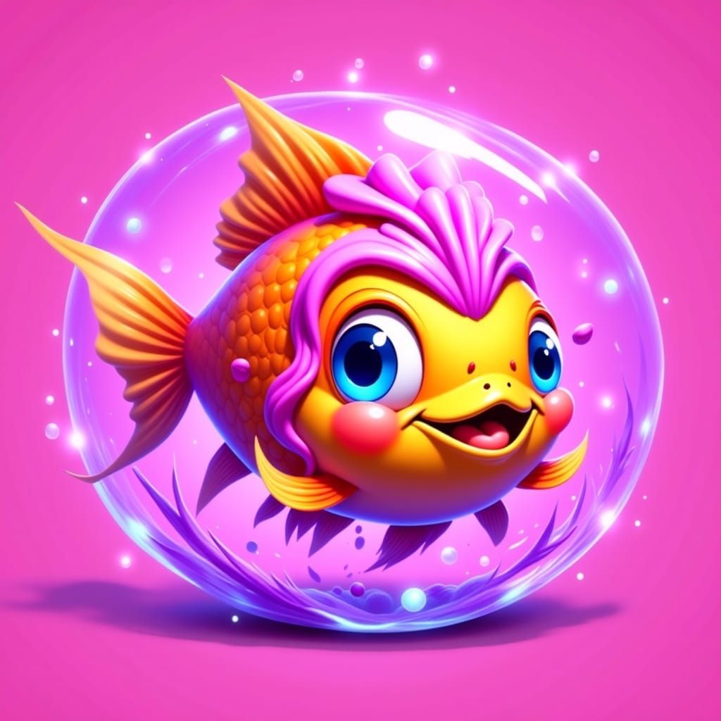 Cartoon Fish Devouring Happiness in League of Legends Style
