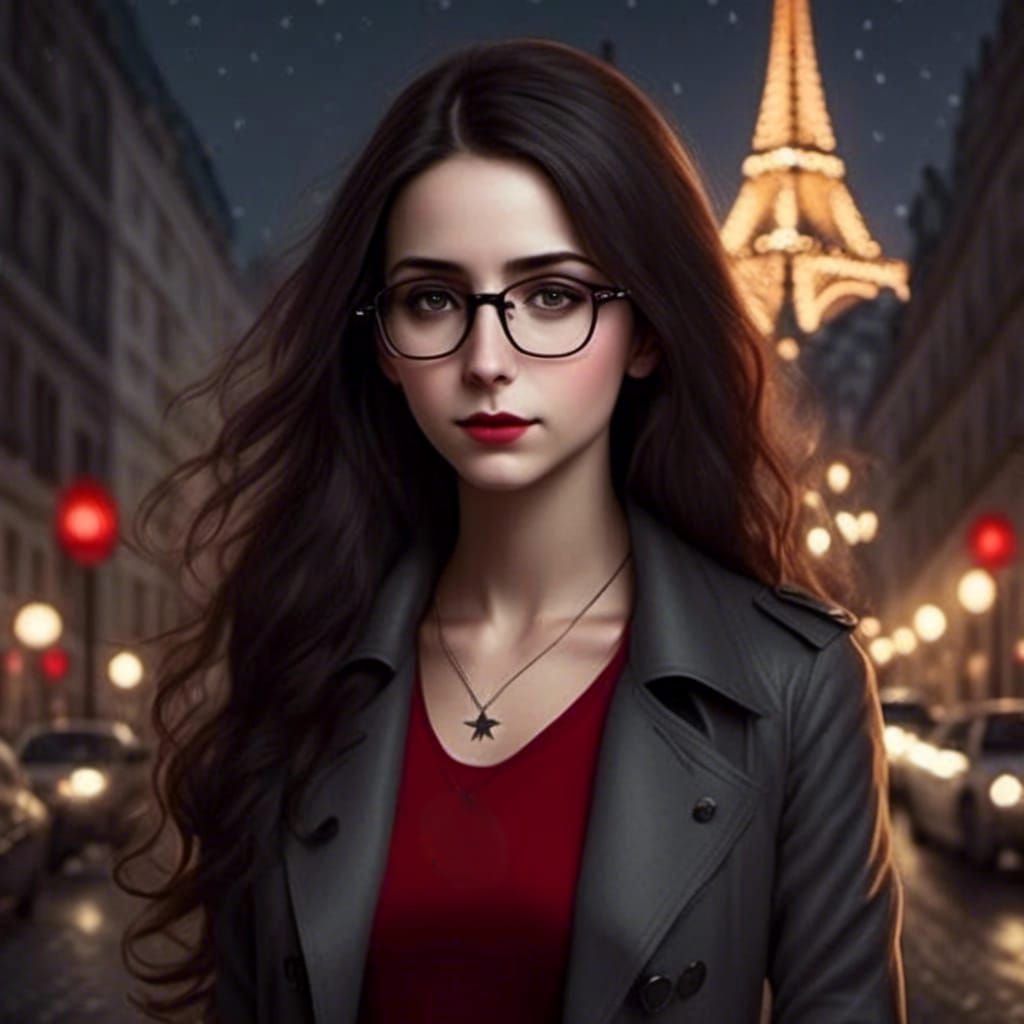 Beautiful Woman with Star of David in Cityscape
