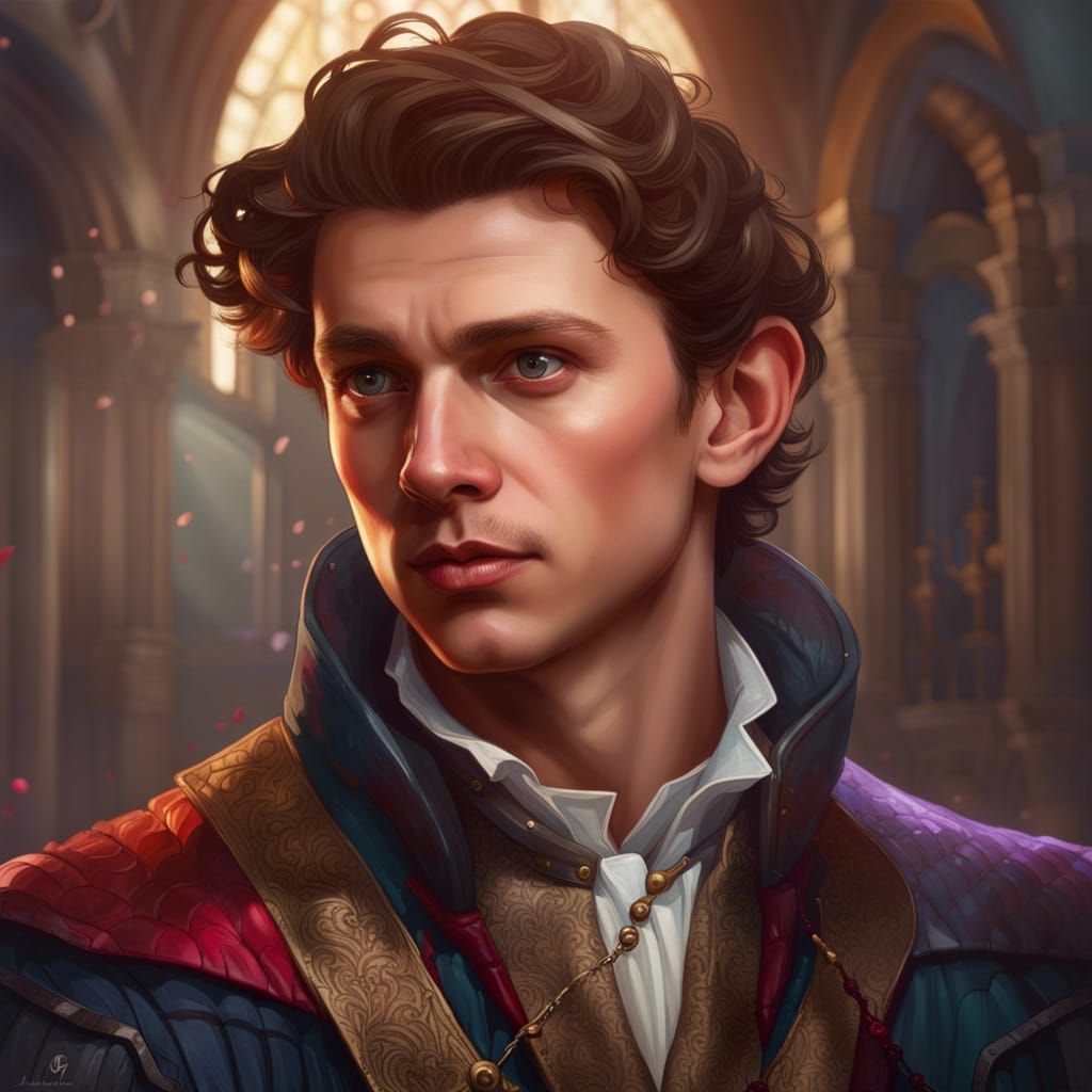 Tom Holland as Elizabethan Portrait, Digital Art