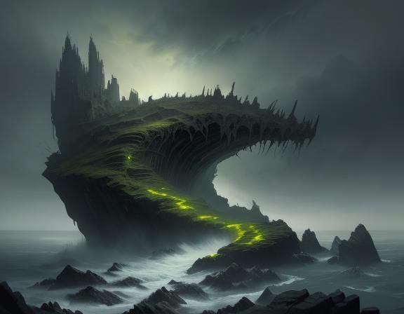 Sea Goat Plays Recorder in Ominous Landscape