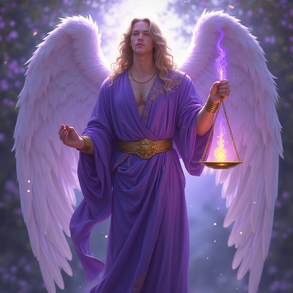 Archangel Zadkiel in Alphonse Mucha Style