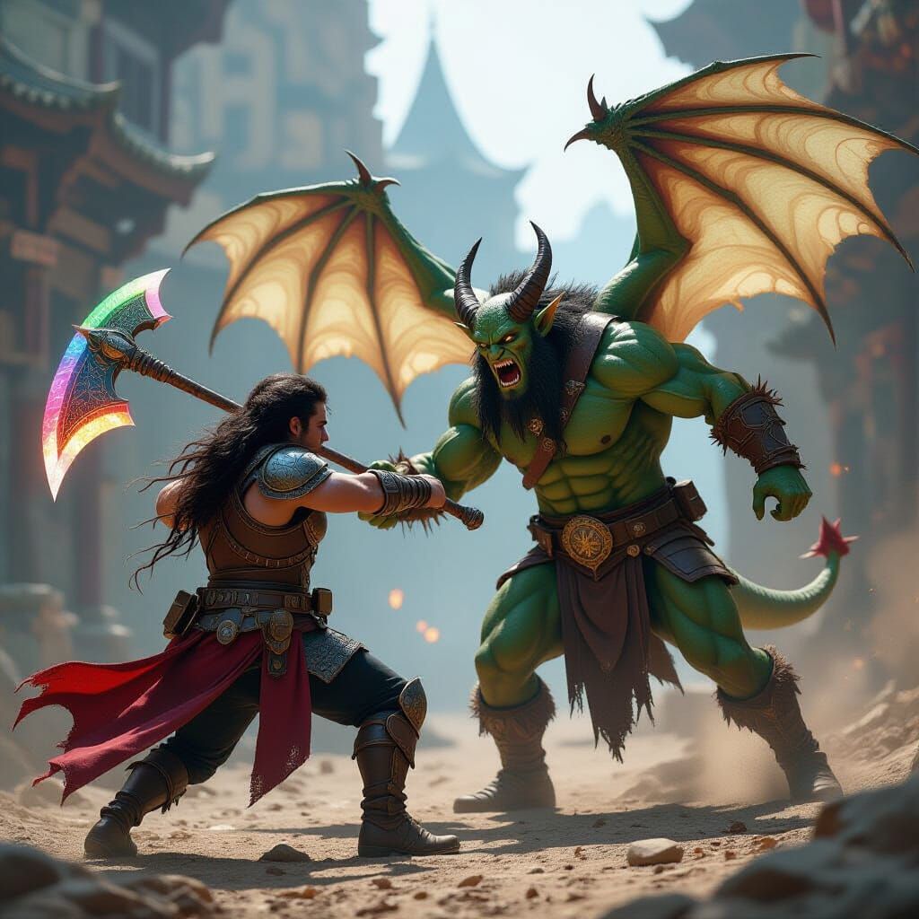 Halfling Barbarian Catches Spine Devil in Epic Battle