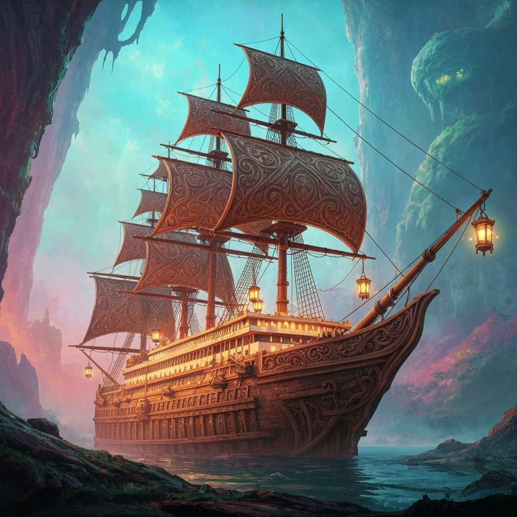 Fantastical Wooden Titanic Ship Matte Painting