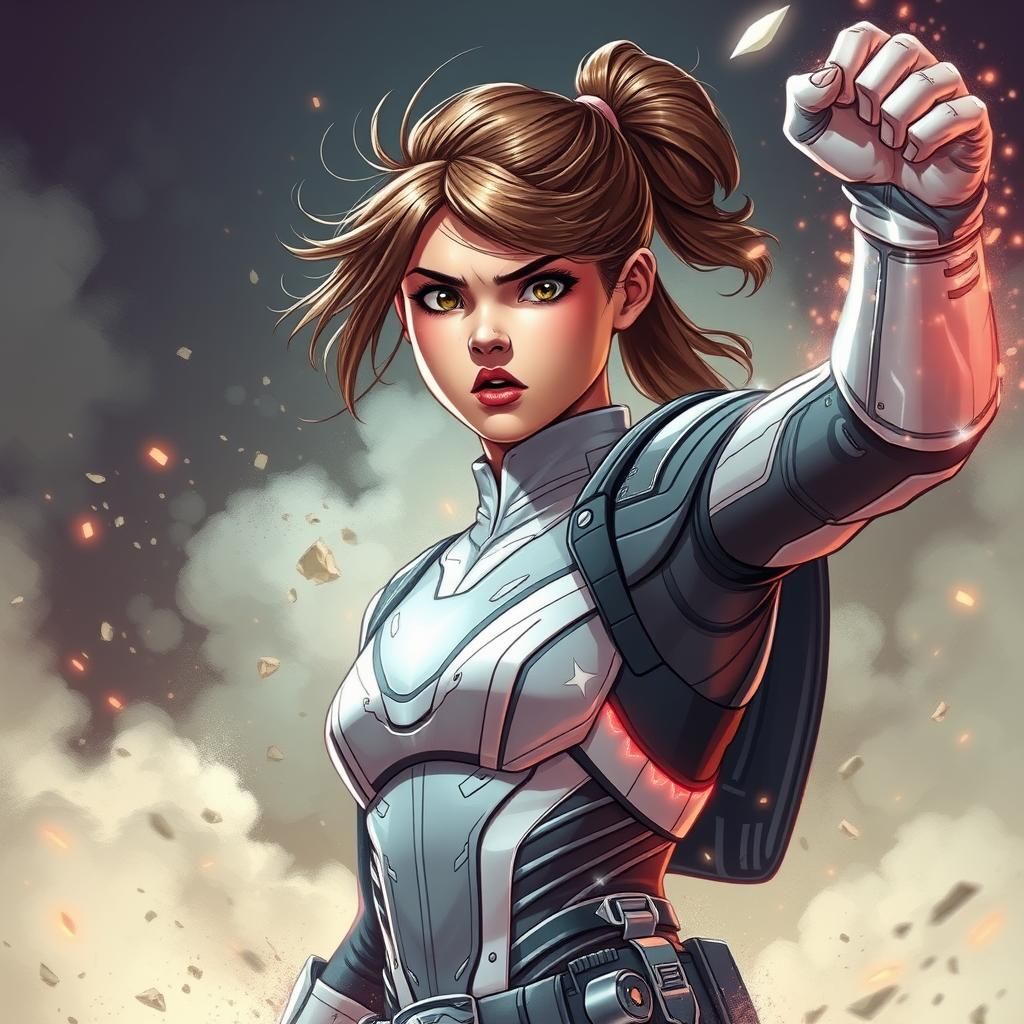 Superhero Girl Fading Away: Comic Art Style