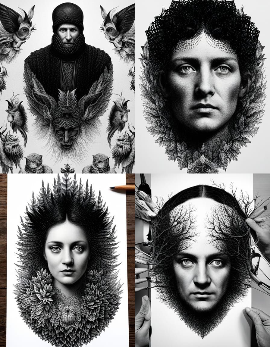 Surreal Grotesque Engraving in Dark Fantasy Style