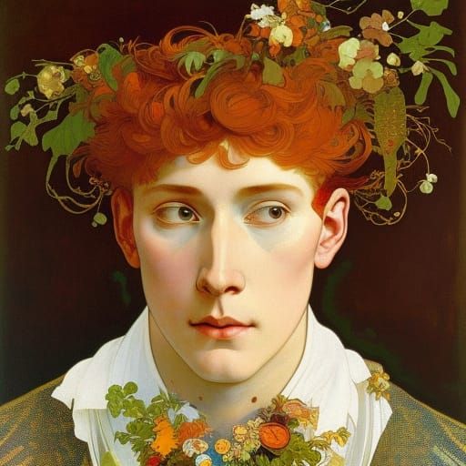 Redhead Portrait in Art Nouveau Style