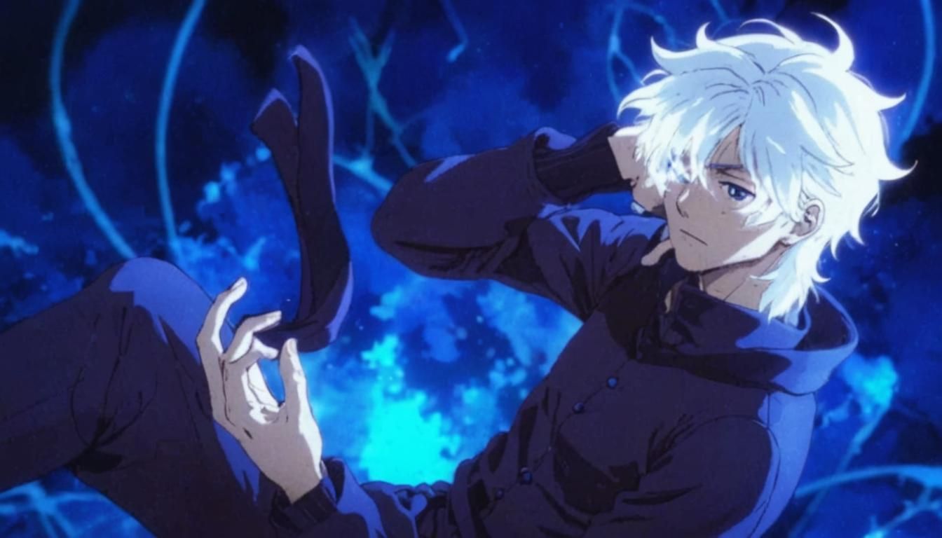 Anime Character with White Hair and Blue Eyes