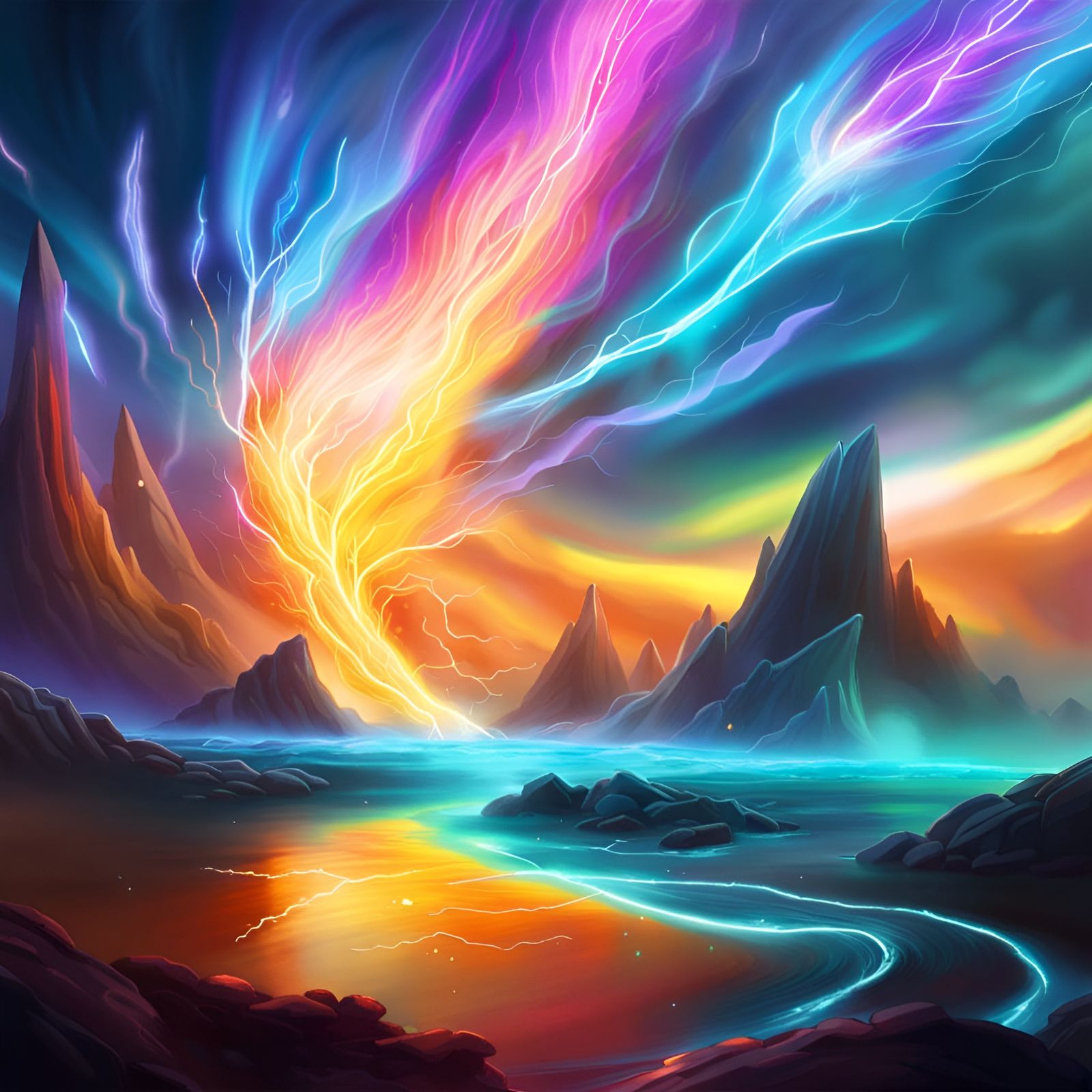 Radiant Elemental Storm Aurora in Sci-Fi Style