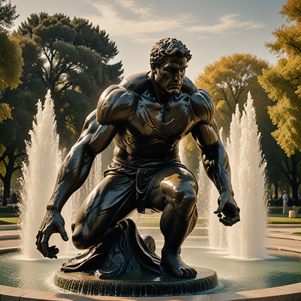 Majestic Greek Discus Thrower in Serene Park