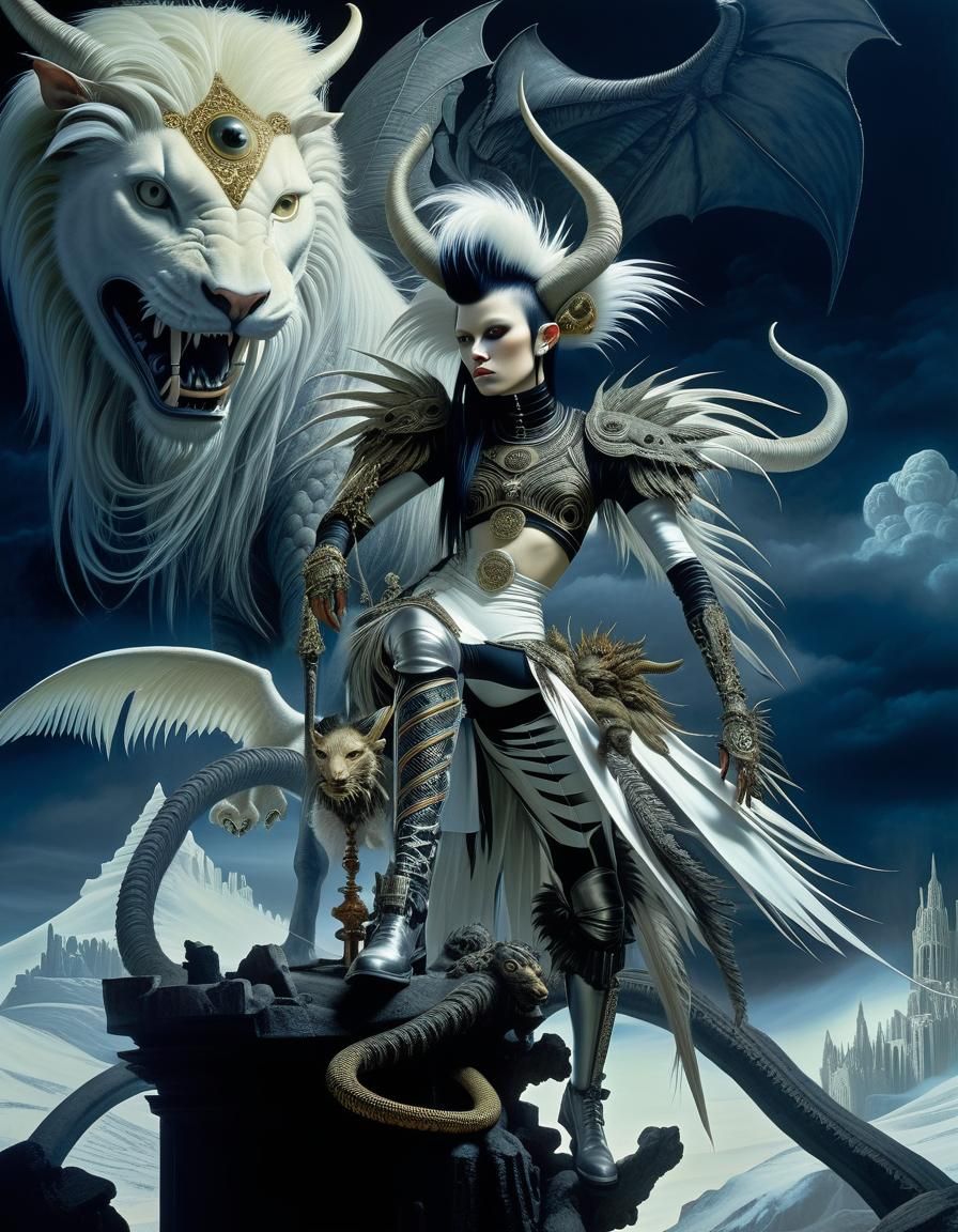 Albino Witch and Chimera in Hellish Wonderland
