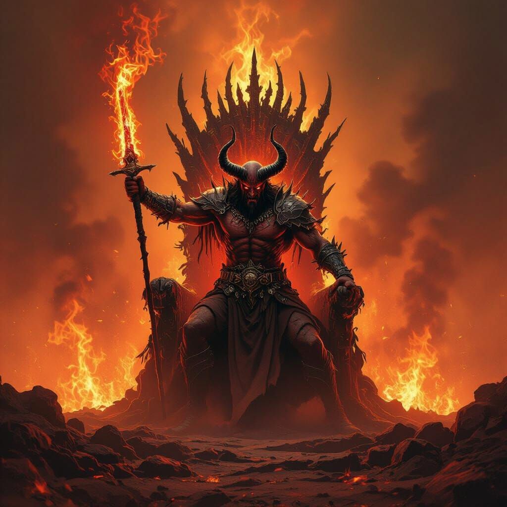 Fiery Barlog Demon Emerges from Hell