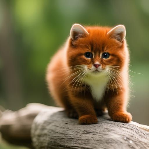 Adorable Kitten with Red Panda Features in Digital Art