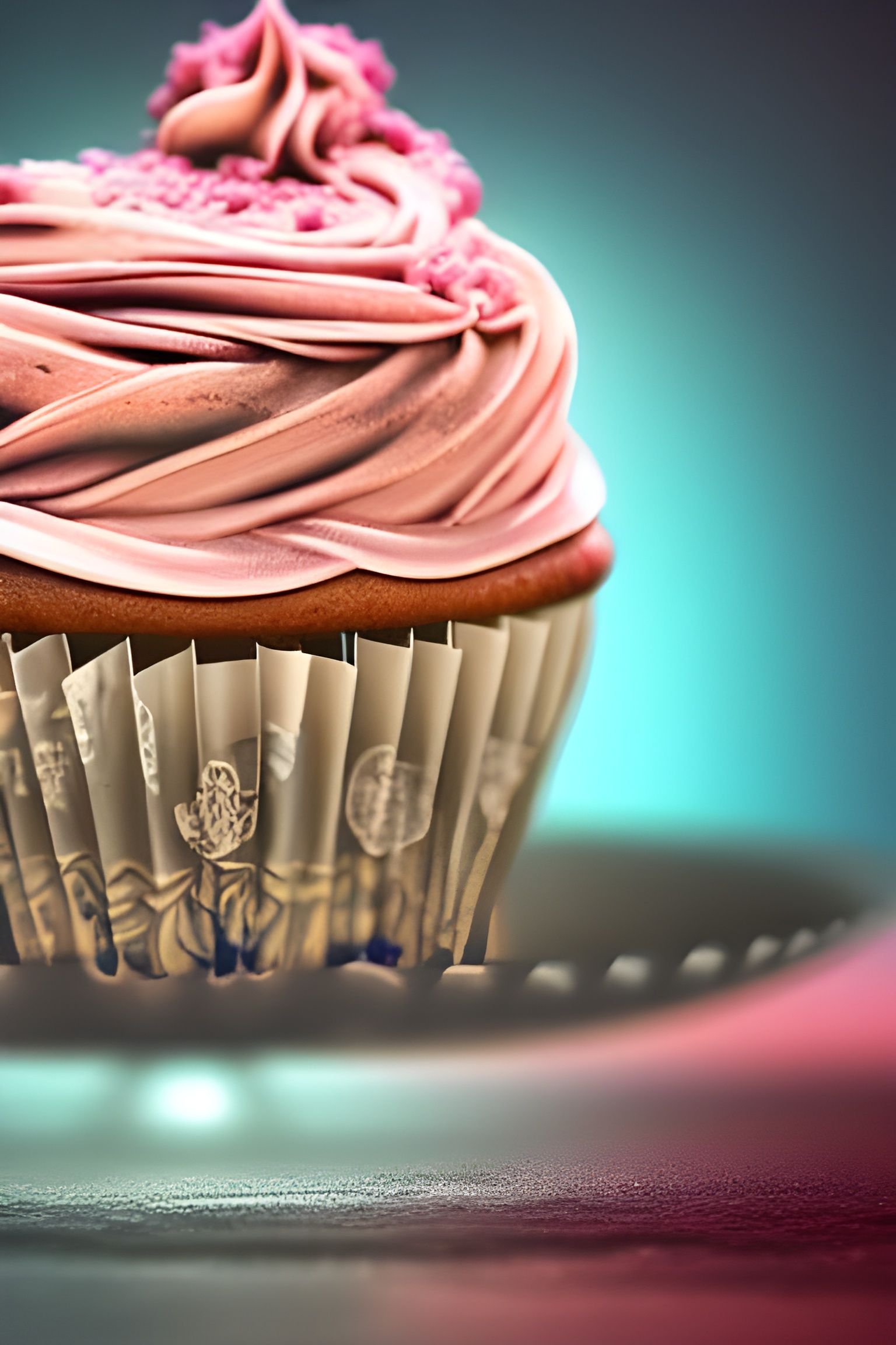 Hyperdetailed Cupcake with Frosting, Macro Photography