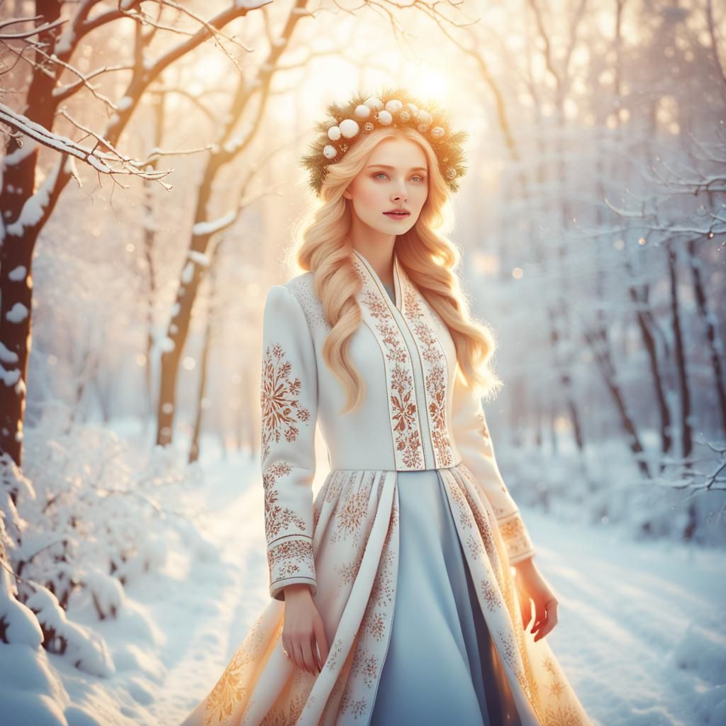 Russian Model in Snowy Wonderland: Digital Art