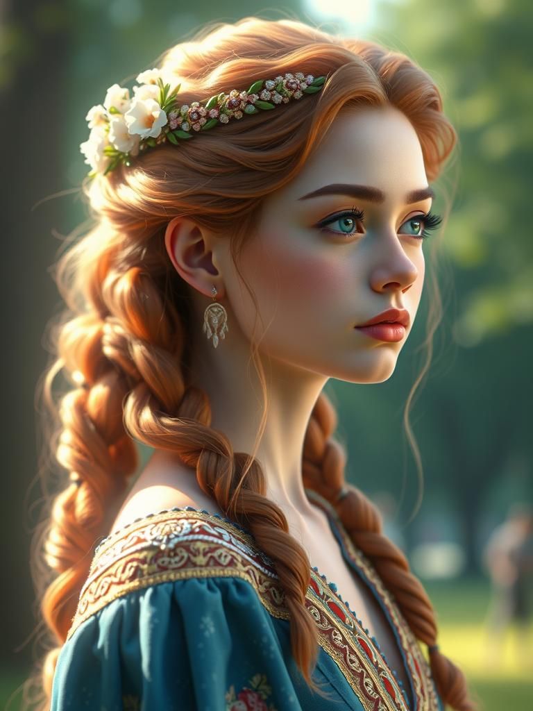 Lifelike Portrait of a Young Woman in Digital Art